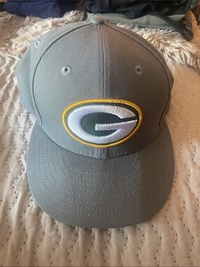 New Era Gray Green Bay Packers G Logo Cap with Yellow Trim